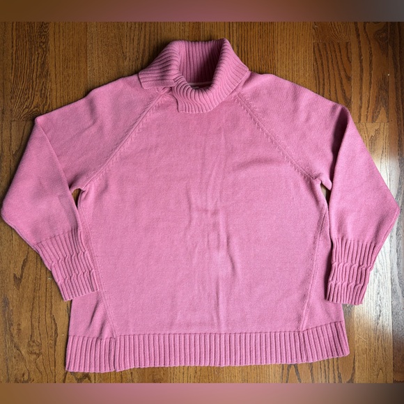 Isaac Mizrahi Live Split Turtleneck Pullover Sweater Pink Large - Picture 3 of 8